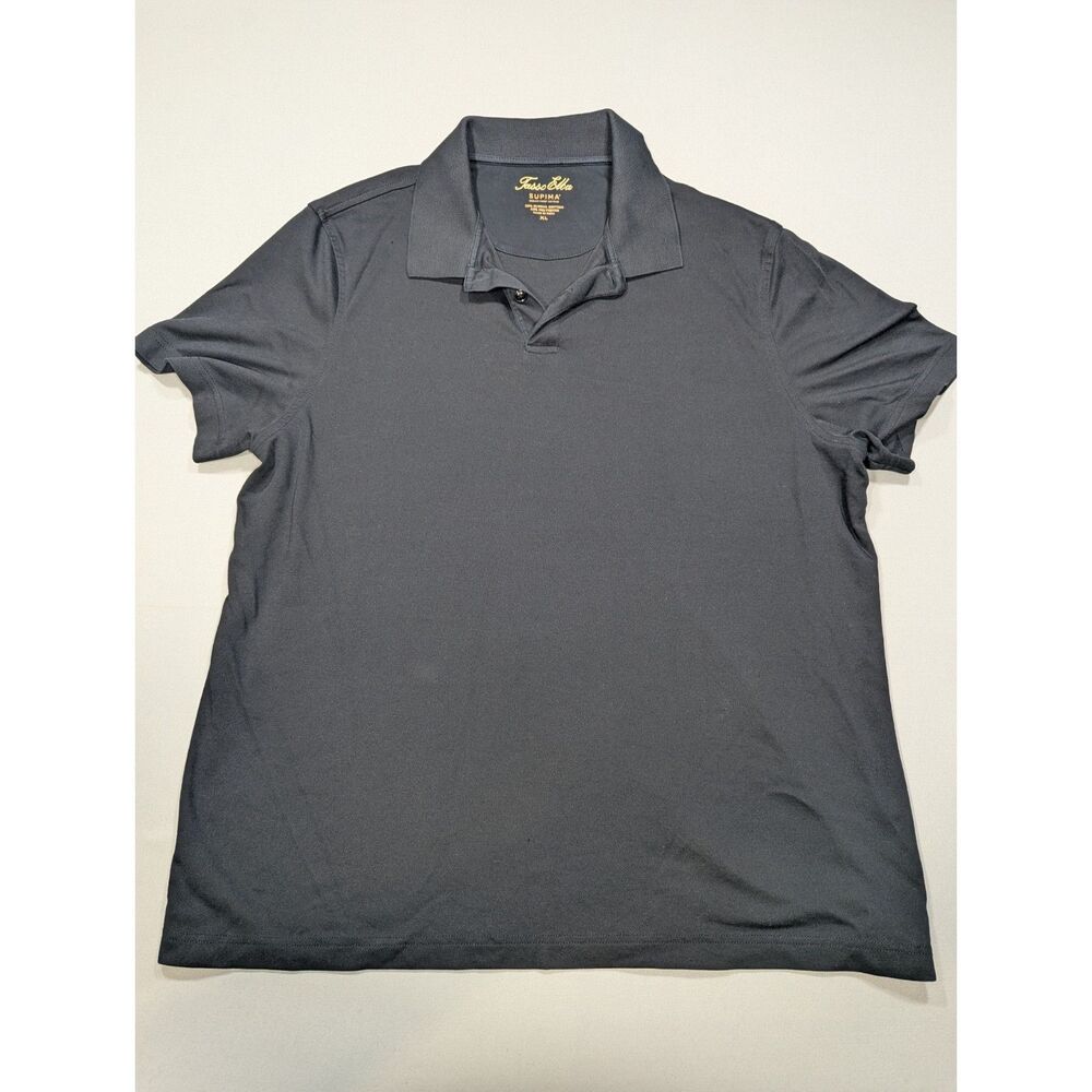 Tasso Elba Supima Polo Shirt Mens XL Black Short Sleeve Cotton Blend Golf Casual